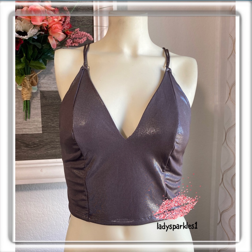 Intimately Free People Metallic longline bralette crop top MD